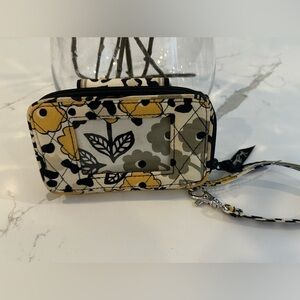 Vera Bradley Yellow black white wallet cloth  quilt pattern floral wristlet